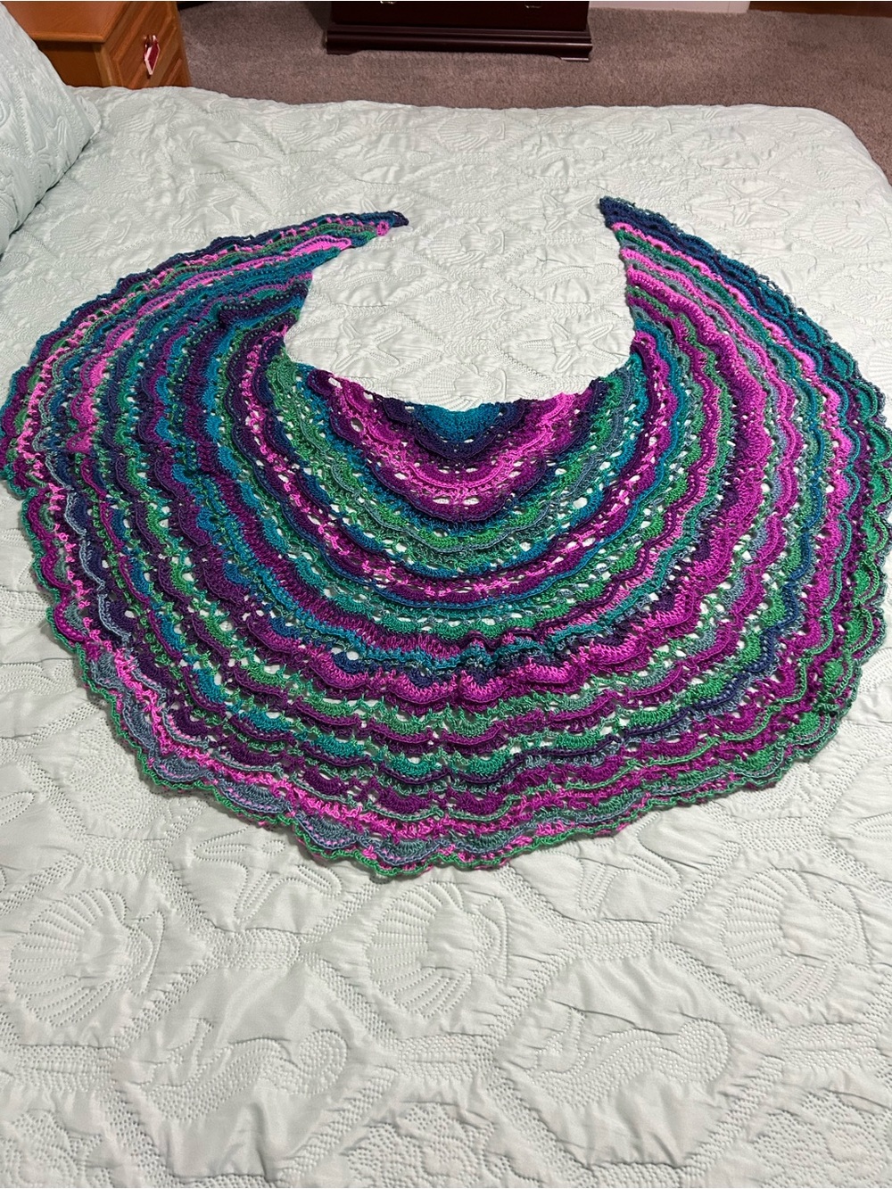 NWOT HANDMADE Women's Multicolor Crochet Shawl Sweater Accent - No Brand